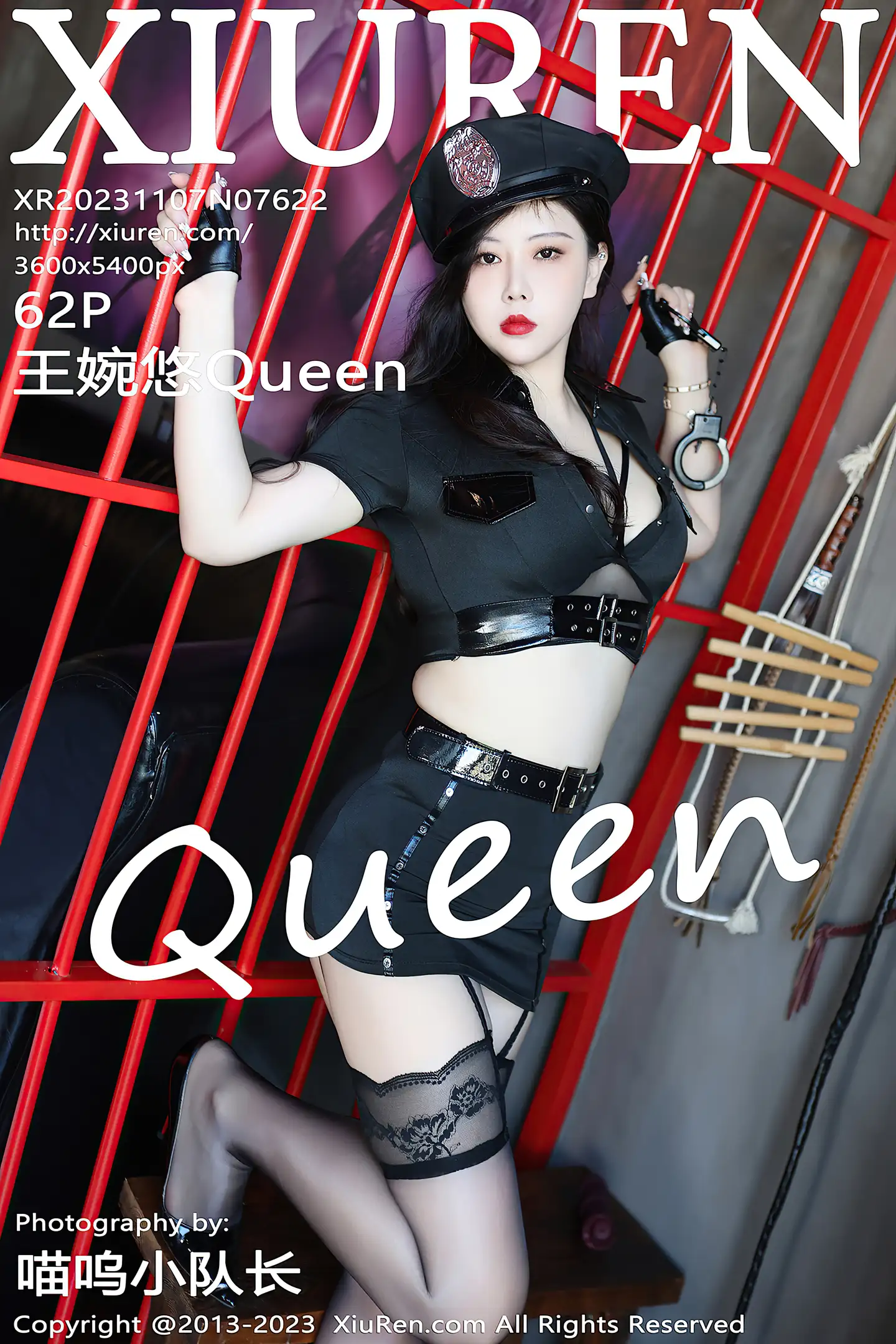 [XiuRen秀人网]No.7622_模特王婉悠Queen黑色情趣制服露蕾丝内衣配黑丝吊袜诱惑写真62P-秀人网 - XiuRen.Space